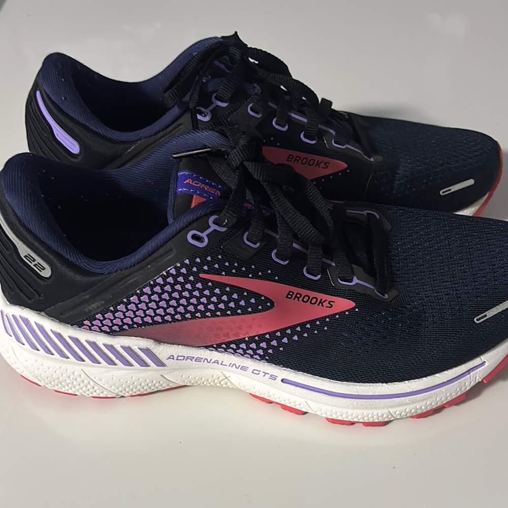 Used only one time - Brooks Adrenaline GTX Women's Navy and Pink Running Shoes